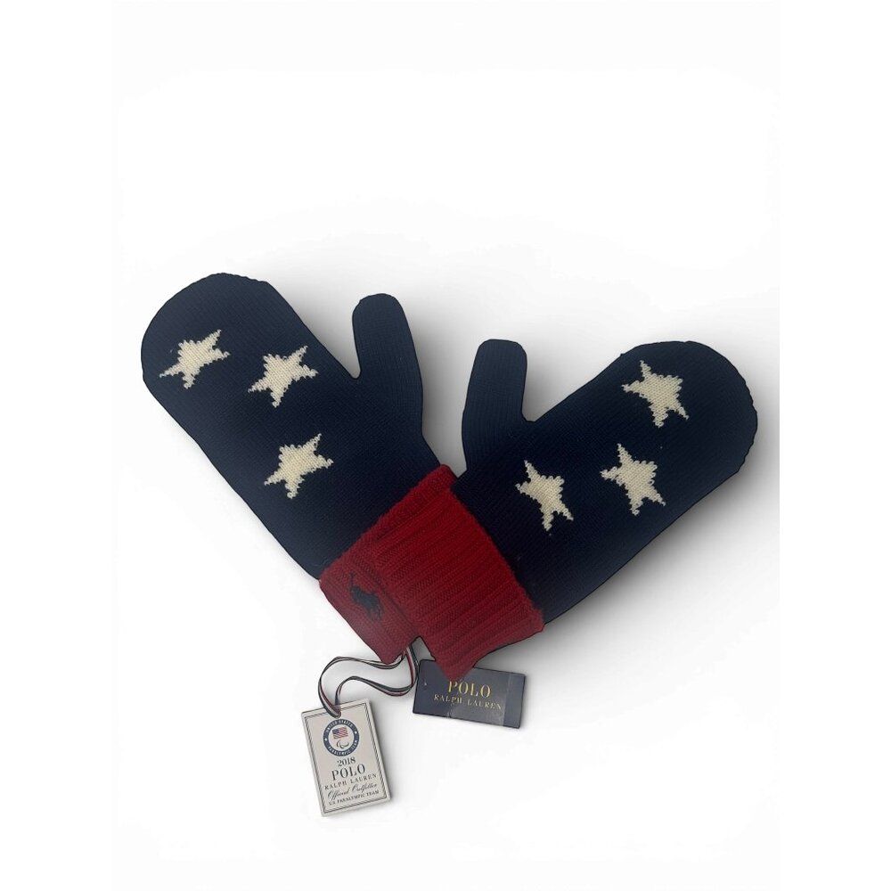 Polo Ralph Lauren USA Official 2018 Paralympic Olympic  Winter Wool Gloves New L - Picture 2 of 7